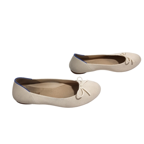 Rothy’s Cream Ivory Washable Knit Ballet Flats Bow Round Toe Eco Friendly SZ 10 - Picture 3 of 10